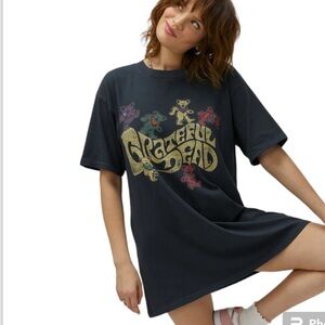 NEW Daydreamer Grateful Dead Dancing Bears T-Shirt Dress in Vintage Black Medium